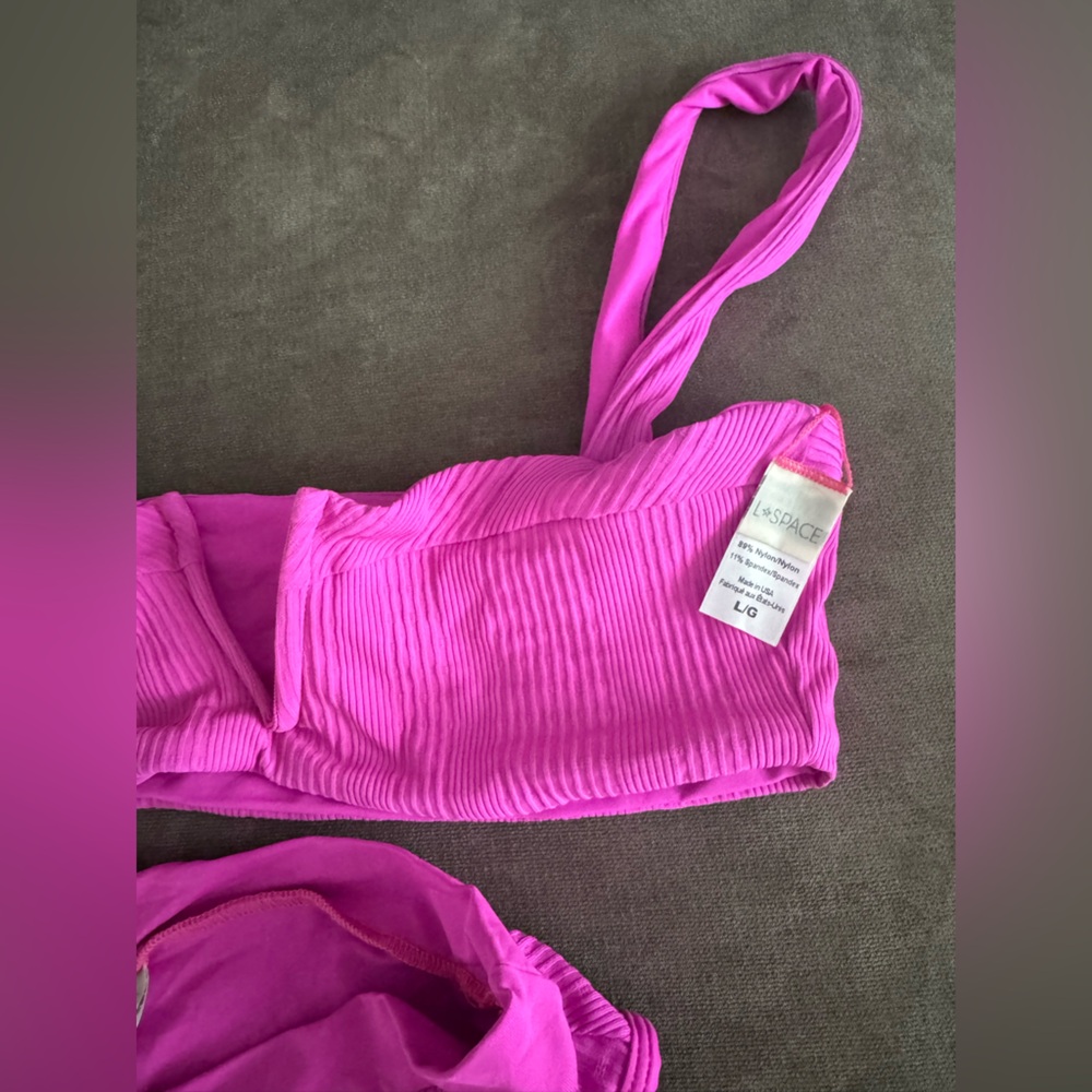 L*Space Pink Ribbed Bikini Set - Picture 8 of 8